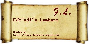 Füsüs Lambert névjegykártya